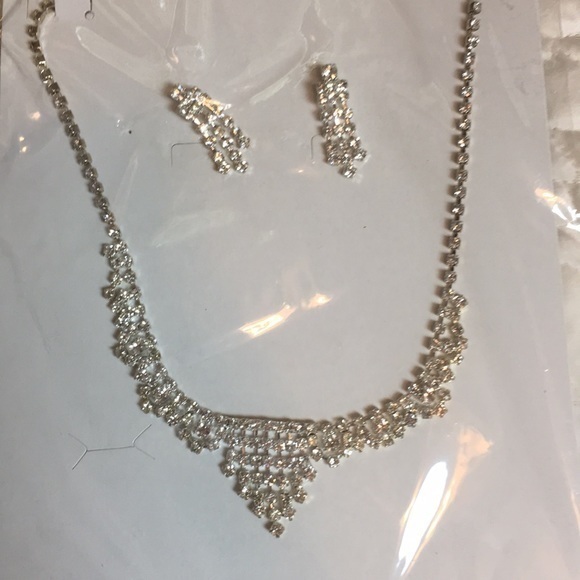 Rhinestone Necklace collar & Earrings Set crystal - Picture 6 of 16